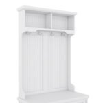 Entryway and Hallway 4 in1 Coat Rack with Shoe Storage Bench and 4 Hooks, White - Image 12