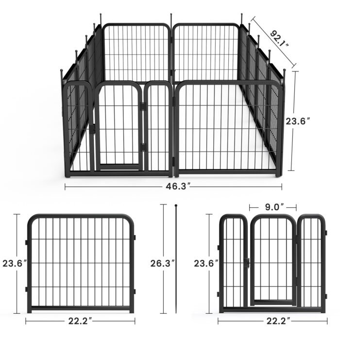 Outdoor 12 piece dog fence for small dog pets. Black - Image 9