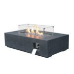 52 Inch Outdoor Concrete Propane gas rectangle Fire Pit table, Dark Gray - Image 3
