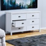 6 drawer dressing table with interlocking drawer function, White