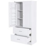 Tall Bathroom Storage Cabinet with Two Doors and Drawers and Adjustable Shelf - Image 12