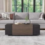Modern Drawer Coffee Table for Living Room, Black - Image 2