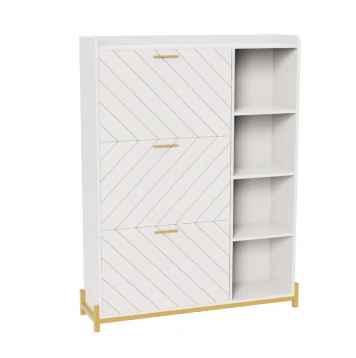 Shoe Cabinet with 3 Flip Drawers and Hidden Shoe Rack for Heels - Image 13
