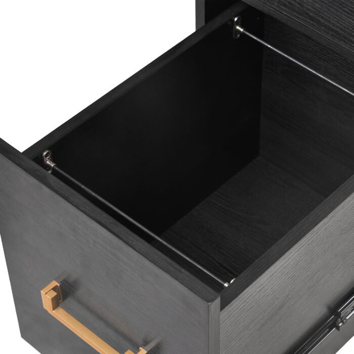 70 inch classic and traditional executive desk with metal trim and 2 file drawers and USB ports - Image 20