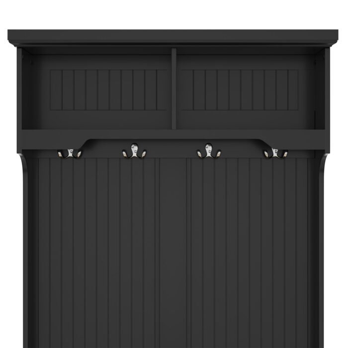 4 in 1 Coat Rack with Storage Shoe Bench for Entryway and Hallway, Black - Image 5