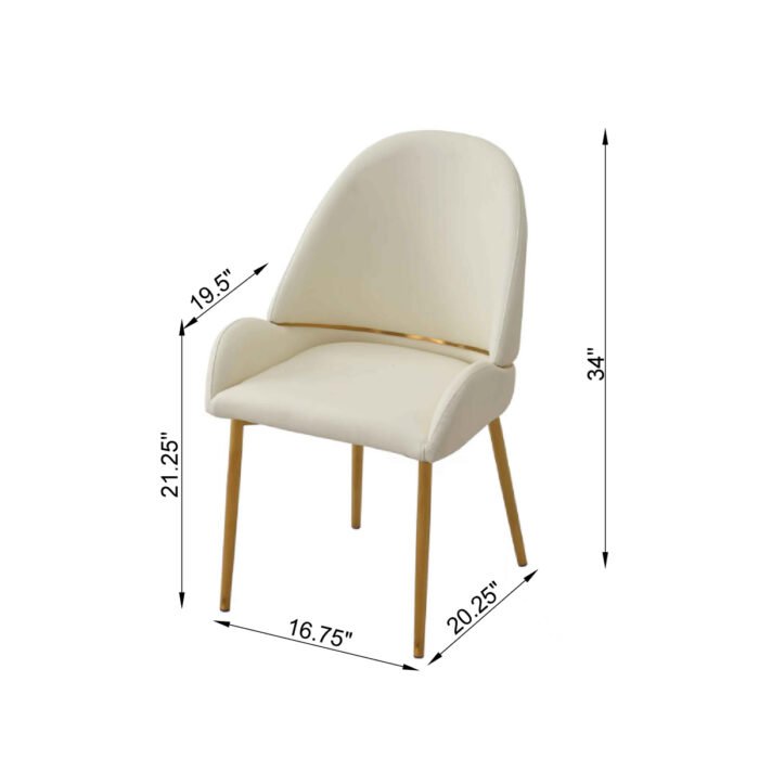 Dining Chair with PU Leather Beige color metal legs (Set of 2) - Image 3