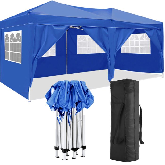 10×20 portable Folding Canopy with 6 detachable side walls with UPF 50+, Blue - Image 2