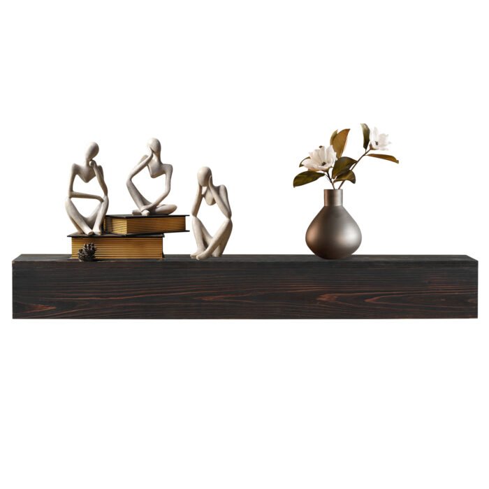 72" Rustic Wall-Mounted Wood Fireplace Mantel - Image 3