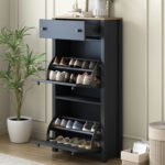 Entryway Organizer with 2 flip drawers and independent shoe rack with adjustable panel - Image 5
