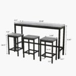 Modern Design Kitchen Dining Table Set with 3 Stools, Gray - Image 5