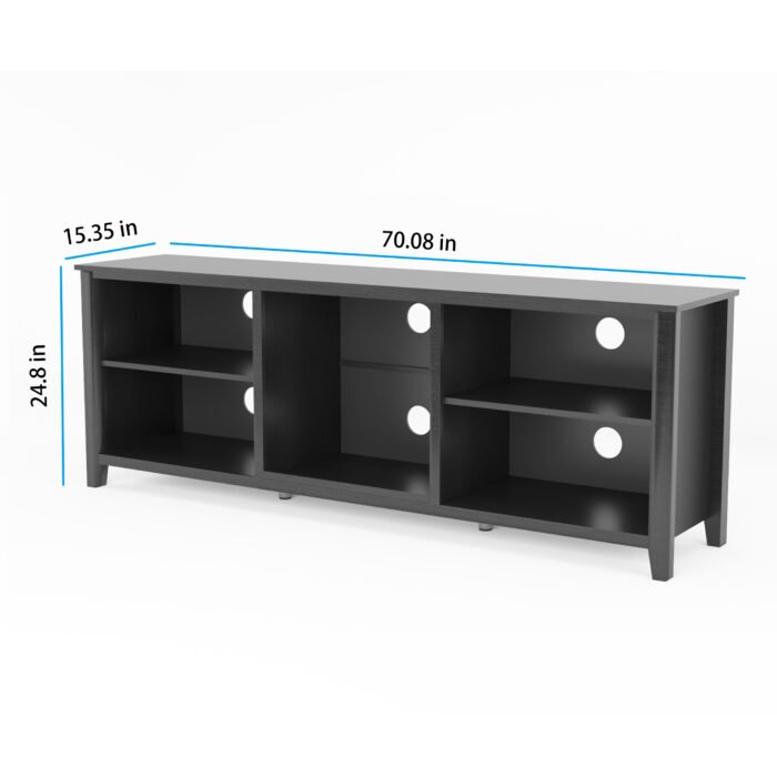 TV Stand Storage Media Console and Entertainment Center, Black - Image 6