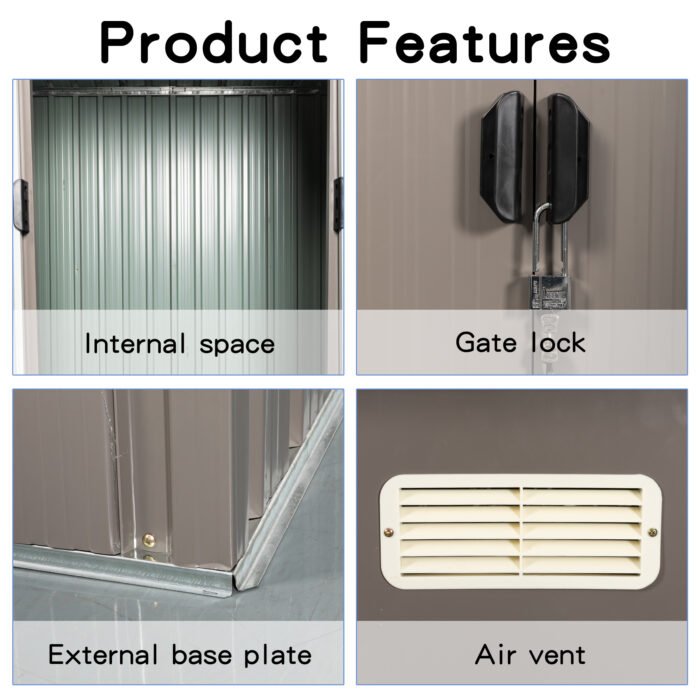 6ft x 4ft Outdoor Metal Storage Shed - Image 7