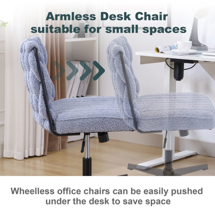 Armless Office Desk Chair No Wheels, Blue - Image 17