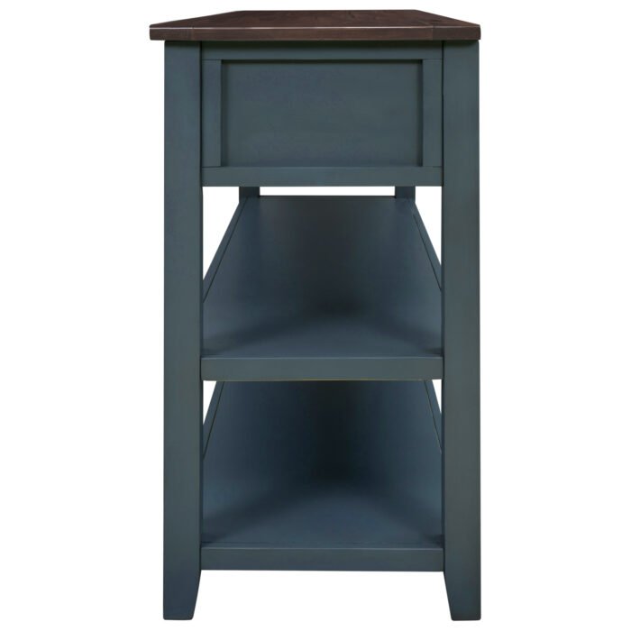 Retro Design Console Table with Two Open Shelves (Navy) - Image 13