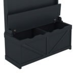 Hall tree with storage desk with drawers and 5 hooks, dark blue - Image 11