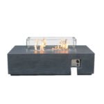 52 Inch Outdoor Concrete Propane gas rectangle Fire Pit table, Dark Gray - Image 2