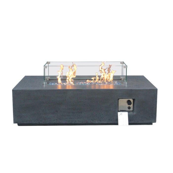 52 Inch Outdoor Concrete Propane gas rectangle Fire Pit table, Dark Gray - Image 2