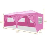 10×20 portable Folding Canopy with 6 detachable side walls with UPF 50+, Pink - Image 4