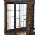 Furniture Dog Cage with Double Doors, Rustic Brown - Image 15
