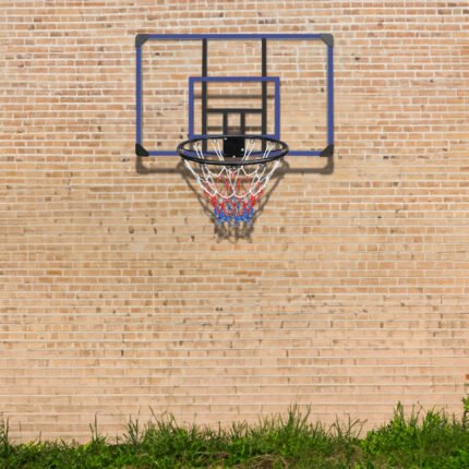 Wall mounted basketball with foldable basket and all-weather fabricmesh  (45x29inch)