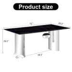 Modern minimalist dining table marble glass imitation with silver metal legs - Image 8