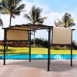 12x9 Ft Outdoor Retractable Pergola Patio Gazebo with Steel Frame - Image 3