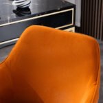Modern Velvet Fabric Adjustable Height 360 revolving Office Chair, Orange - Image 12