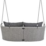 GO 2 Person Hanging Rattan Woven Swing SeatChair With Ropes and Cushion - Image 11