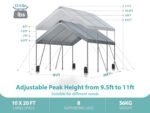 Sannwsg 10x20 ultra large portable adjustable carport garage  with detachable roof and side walls - Image 2