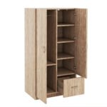 Wooden Wardrobe with Double Doors and Hanging Rod and 5 Fixed Shelves - Image 4