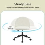 Velvet fabric adjustable rotating office chair with mid back, White - Image 4