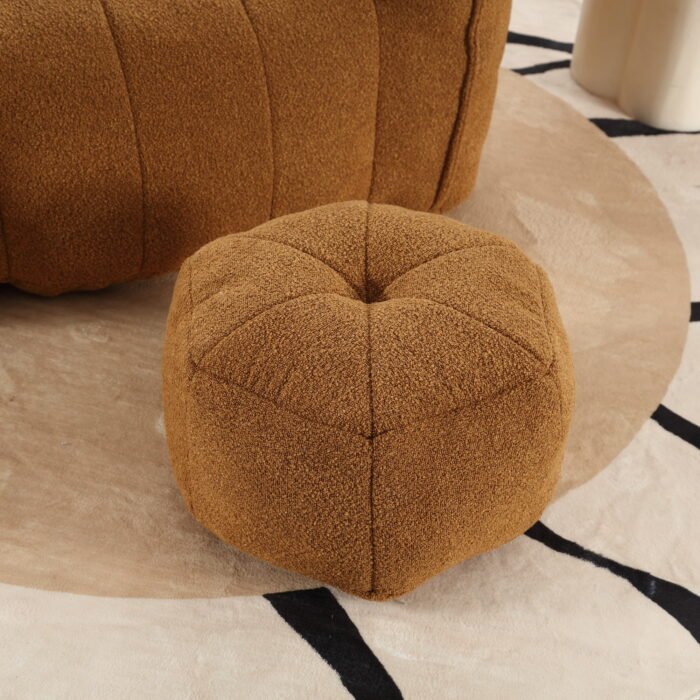 Soft Bean Bag Chair with High Resilient Foam with Footstool, Brown - Image 11