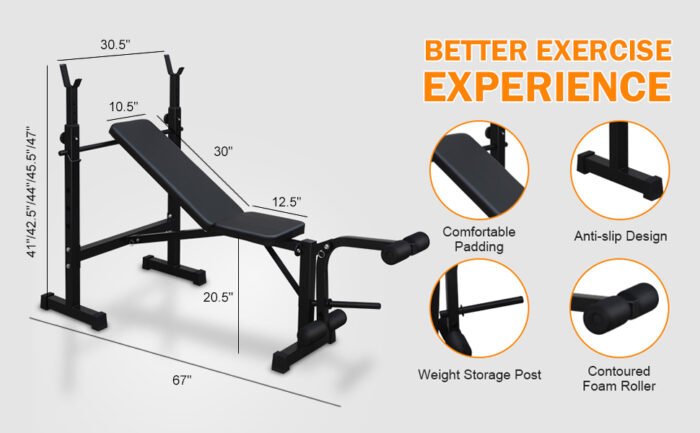 Olympic Weight Bench Bench Press Set with Squat Rack and Bench - Image 5