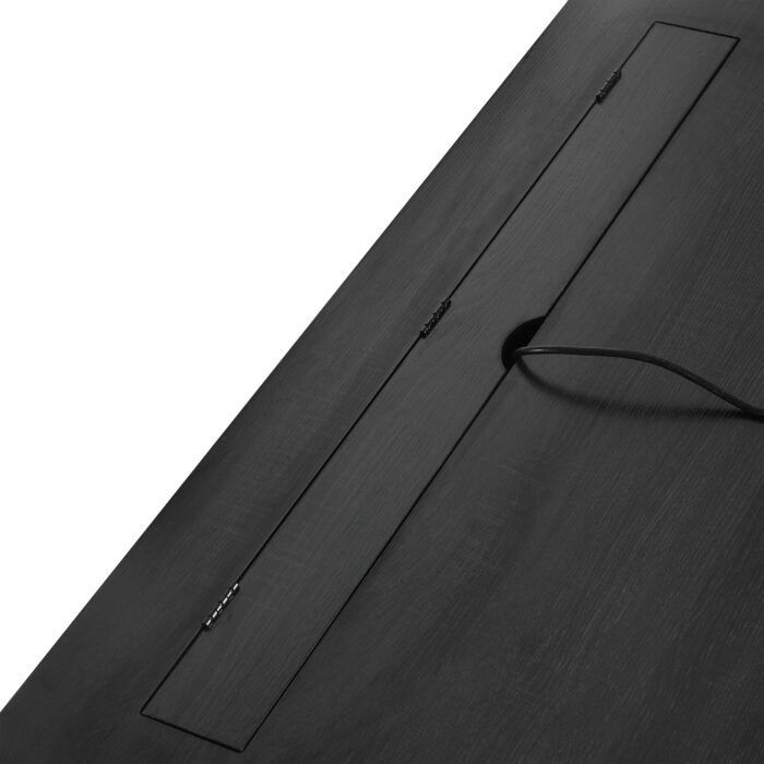 70 inch classic and traditional executive desk with metal trim and 2 file drawers and USB ports - Image 21