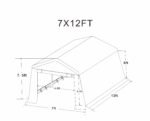 7x12 FT Gazebo Portable Storage Shelter Shed with 2 Roll up Zipper Doors and Vents Carport, Gray - Image 4