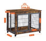 Furniture Dog Cage with Double Doors, Rustic Brown - Image 6