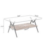 Rectangle Coffee Table with Tempered Glass top and Black Metal Legs - Image 7