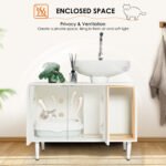 Bathroom sink cabinet with cat trash can shell and hidden garbage pet bathroom - Image 5