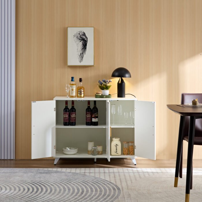 Wavy texture buffet with door and modern bookcase for living room - Image 3