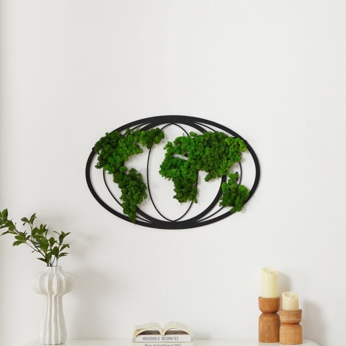 Moss World Map Metal Wall Decor - Image 3