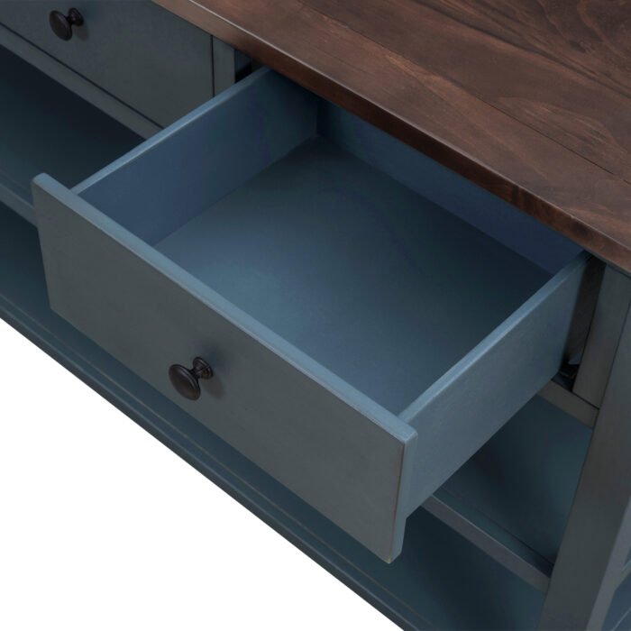 Retro Design Console Table with Two Open Shelves (Navy) - Image 18