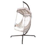 Swing Egg Wicker Rattan Frame Chair with Stand Indoor or Outdoor (350lbs Capacity) - Image 7
