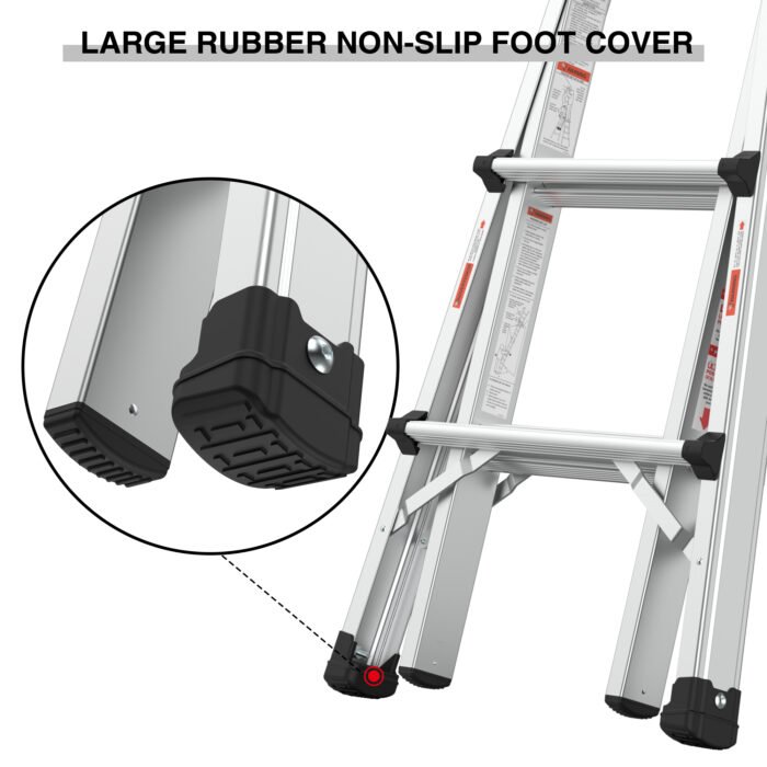 Aluminum Multi-Position Ladder with Wheels, 300 lbs Weight, 22 FT - Image 4