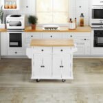 Kitchen Island Cart with Two Locking Wheels and Two Drawers Spice Rack - Image 2