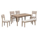 TREXM Classic and Traditional Style 6 Piece Dining Set (Natural Wood Wash） - Image 12