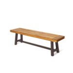 Outdoor Carlisle Benches Sandblasted Brown and Rustic Metal (Set of 2) - Image 6