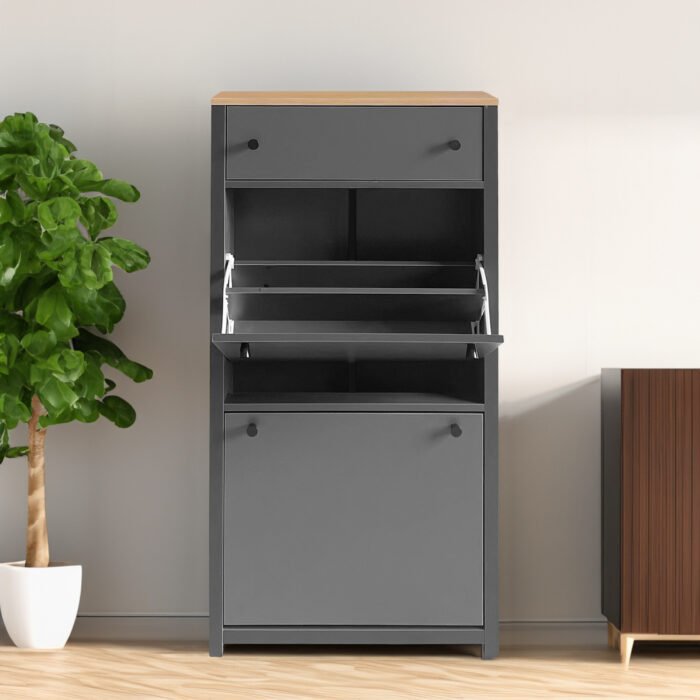 Entryway Organizer with 2 flip drawers and independent shoe rack with adjustable panel - Image 7