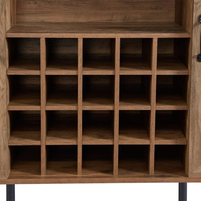 Faux Rattan Barn Door Wine Cabinet with Wine Glass Rack and Double Door Design - Image 13