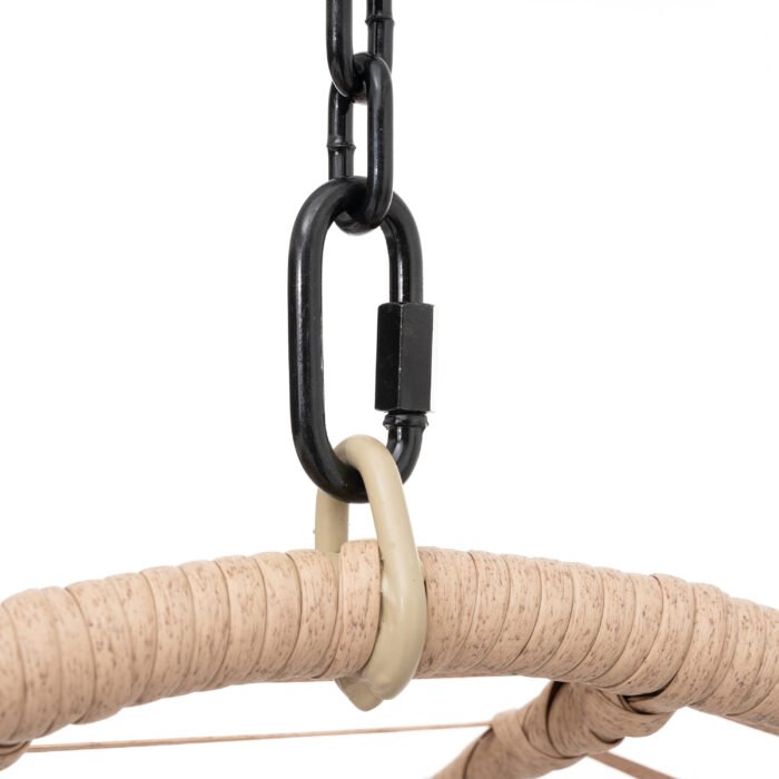 Outdoor Indoor Swing Egg Chair Natural color wicker with beige cushion - Image 5