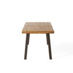 Della Acacia Wood Dining Table, Natural Stained with Rustic Metal, Brown, Grey - Image 9